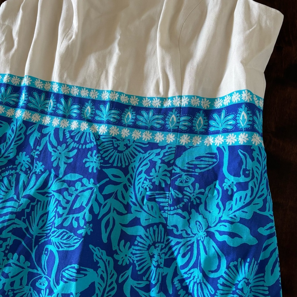 NEW Lilly Pulitzer White & Blue Floral Shift Dress - Picture 3 of 6